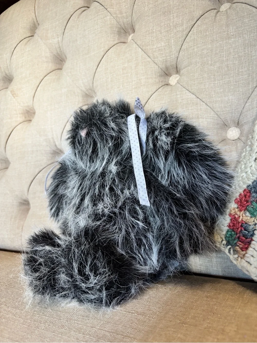 Jellycat Black and Gray Furry bunny